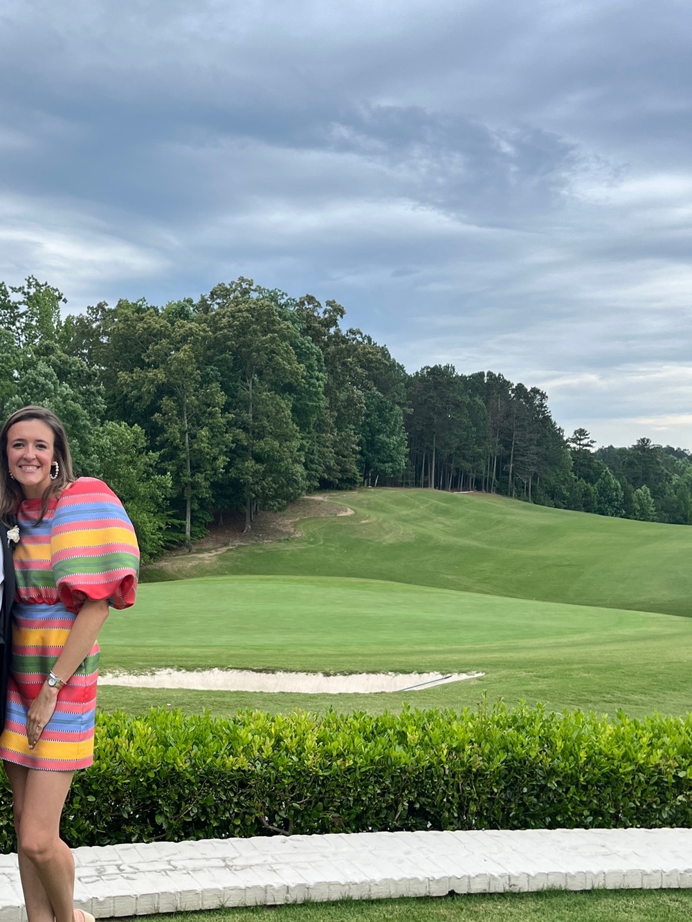 ANTONIO MELANI Rainbow Stripe Mini Dress with Puff Sleeves